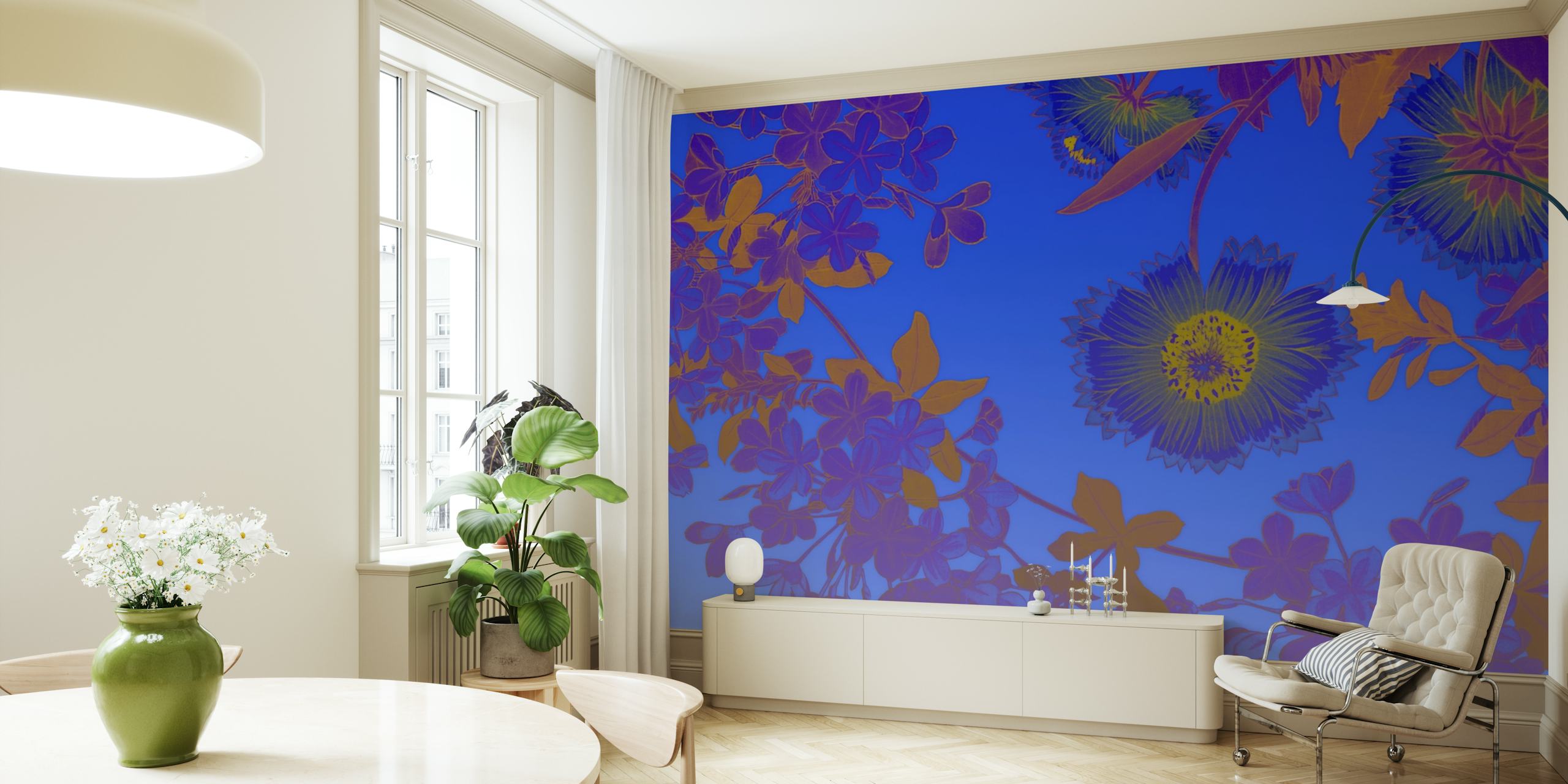 Midnight Blossoms wallpaper in a room